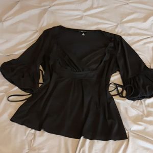 Black Bell Sleeve Top